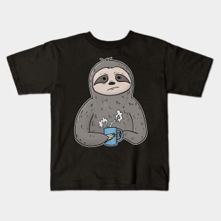 Grumpy Sloth with Coffee Morning Grouch Kids T-Shirt